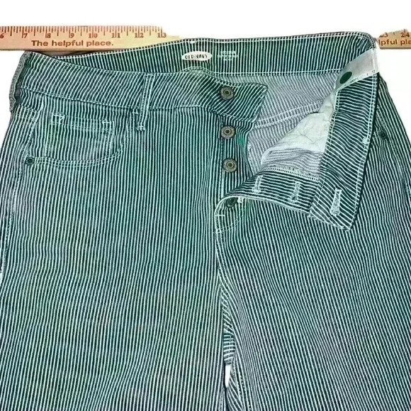 Old Navy Rockstar Sz 12 Super Skinny Mid Rise Pinstripe Button Fly Jeans - Picture 5 of 12